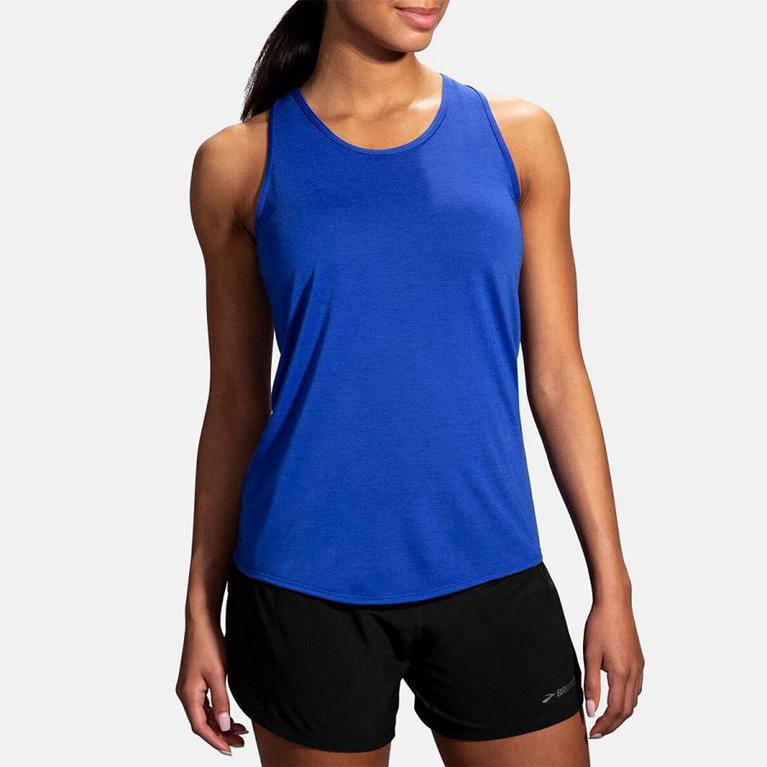 Brooks DISTANCE Running Tank Top Womens Online - Blue (EWG048153)